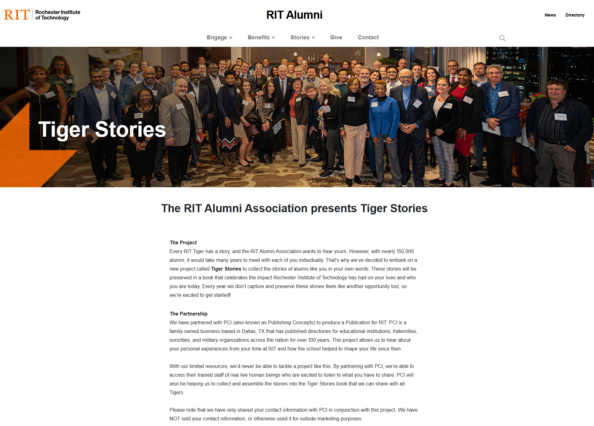 2024 RIT Alumni Association website Tiger Stories - Top